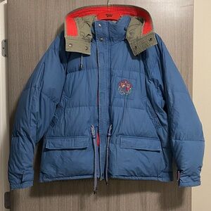 Vintage BRAMBILLA World Sport Down Parka - Blue & Camo - Size Large